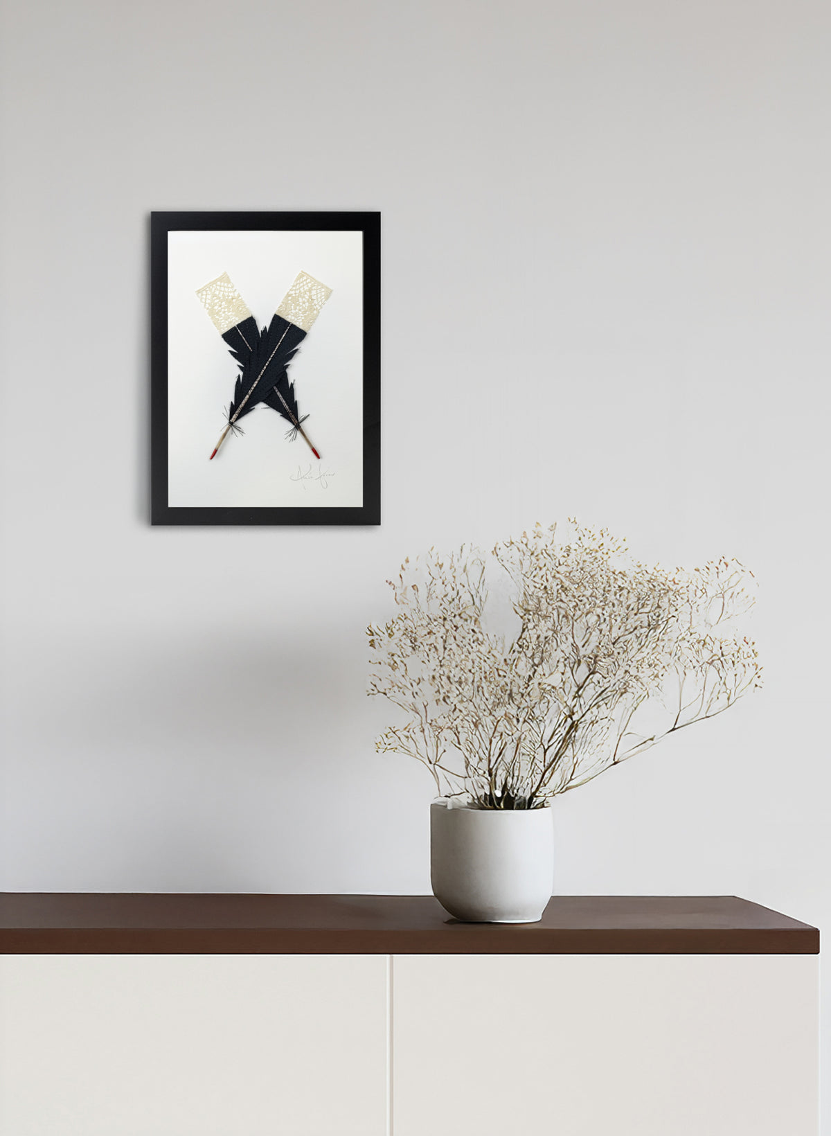Small X Huia Feathers Framed