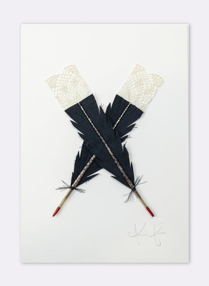 Small X Huia Feathers Framed