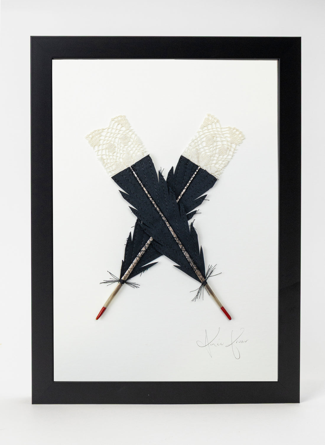 Small X Huia Feathers Framed