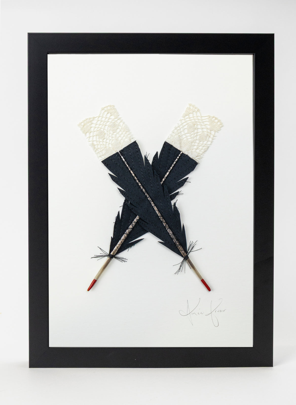 Small X Huia Feathers Framed