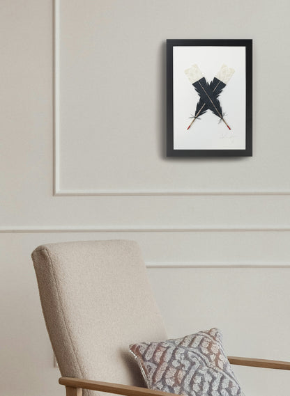 Small X Huia Feathers Framed