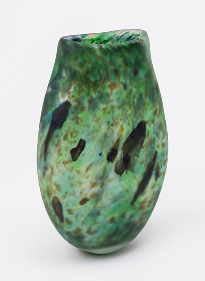 Acid Etched Tall Greenstone Vase