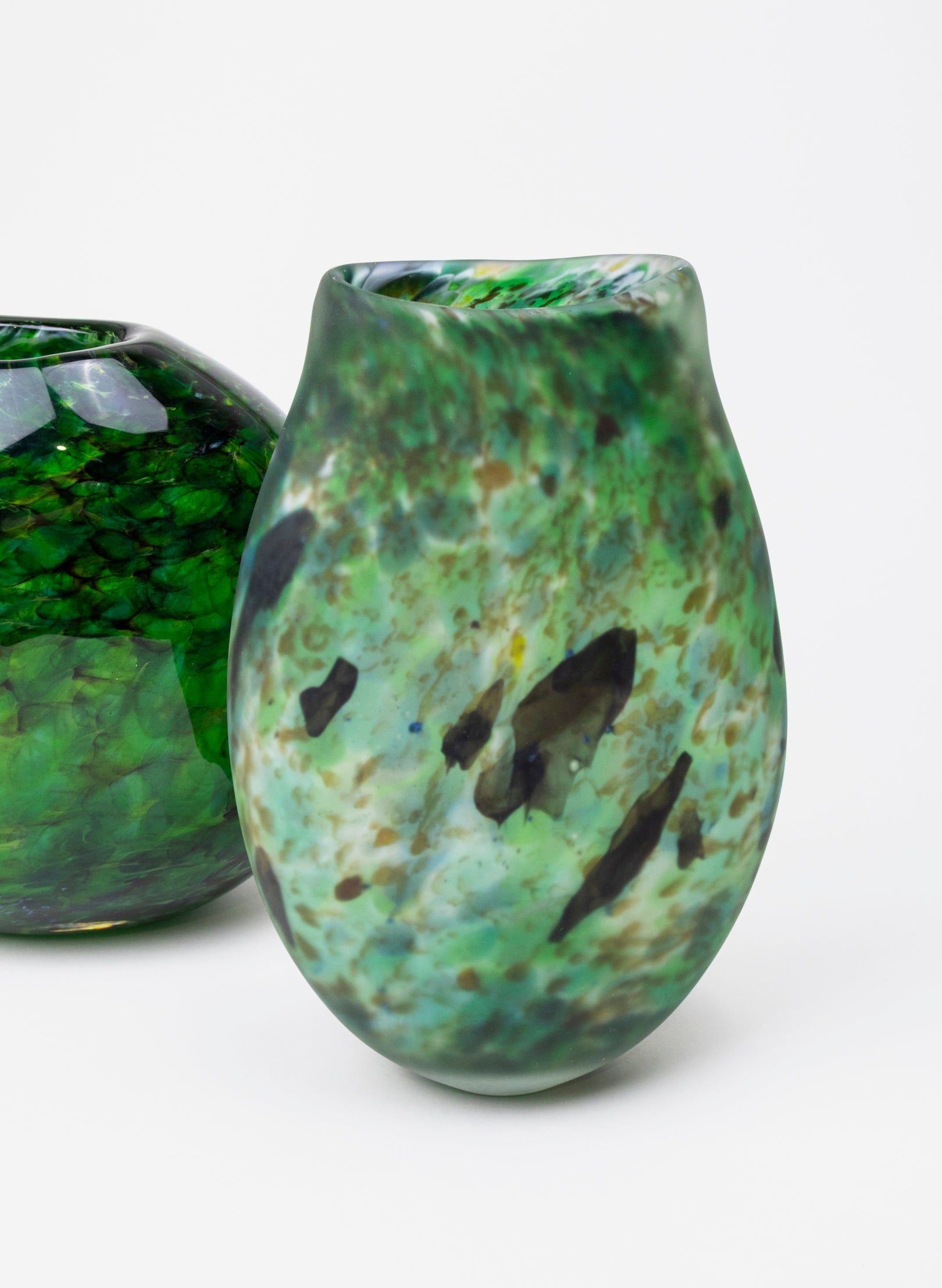 Acid Etched Tall Greenstone Vase