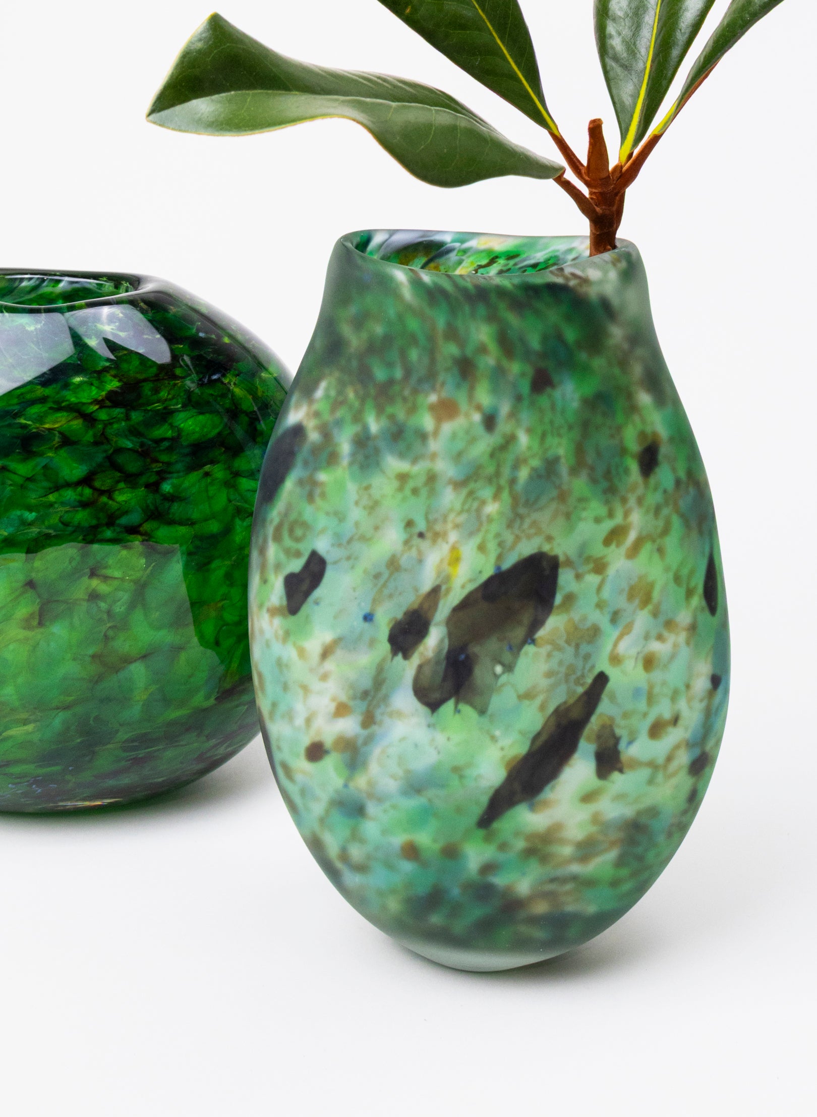 Acid Etched Tall Greenstone Vase