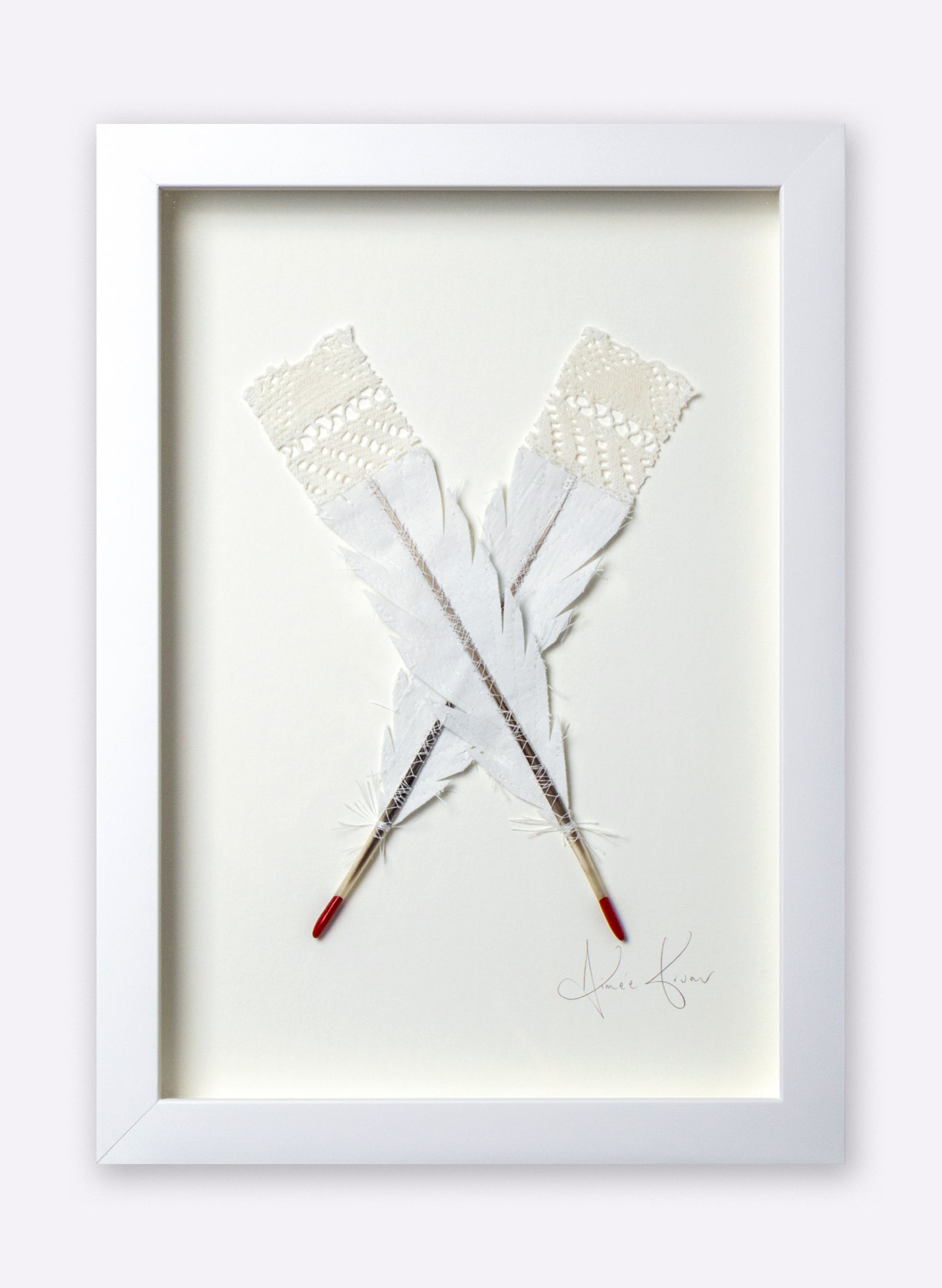 Double Huia Feather Framed