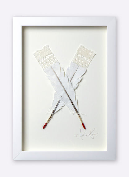 Double Huia Feather Framed