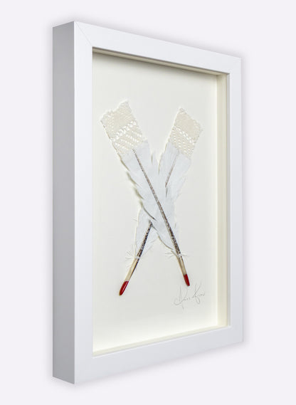 Double Huia Feather Framed
