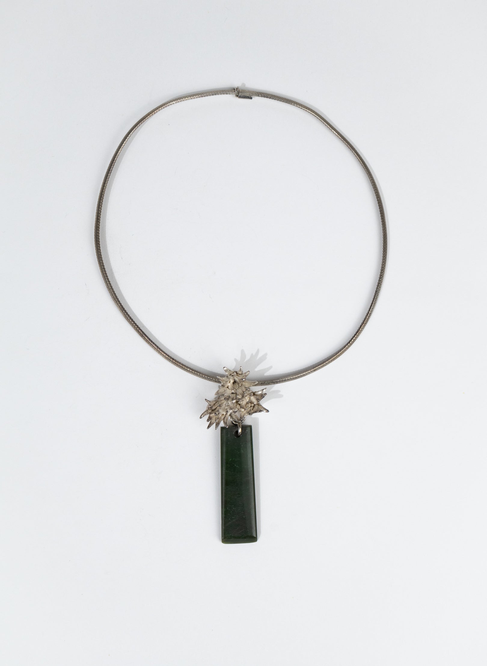 Cabbage Tree - Pounamu &amp; Pure Silver Pendant