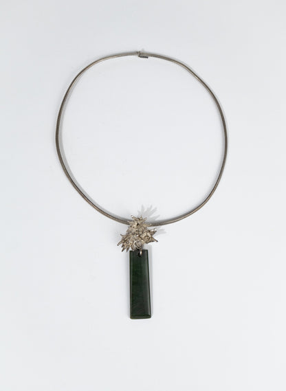 Cabbage Tree - Pounamu &amp; Pure Silver Pendant
