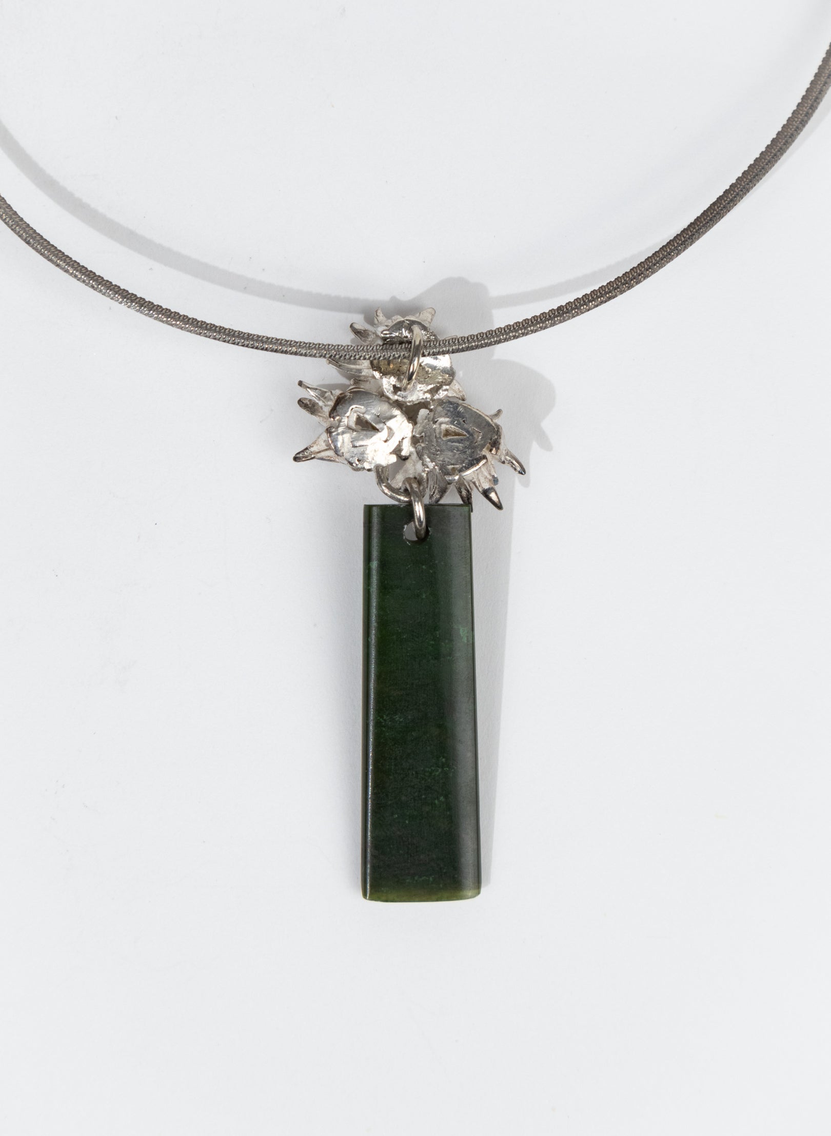 Cabbage Tree - Pounamu &amp; Pure Silver Pendant