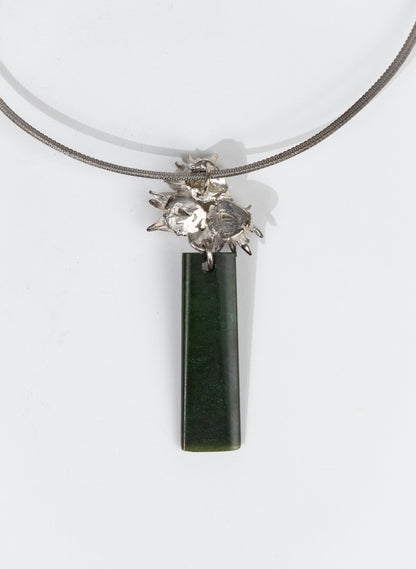 Cabbage Tree - Pounamu &amp; Pure Silver Pendant