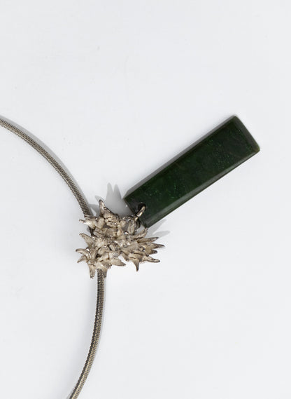 Cabbage Tree - Pounamu &amp; Pure Silver Pendant