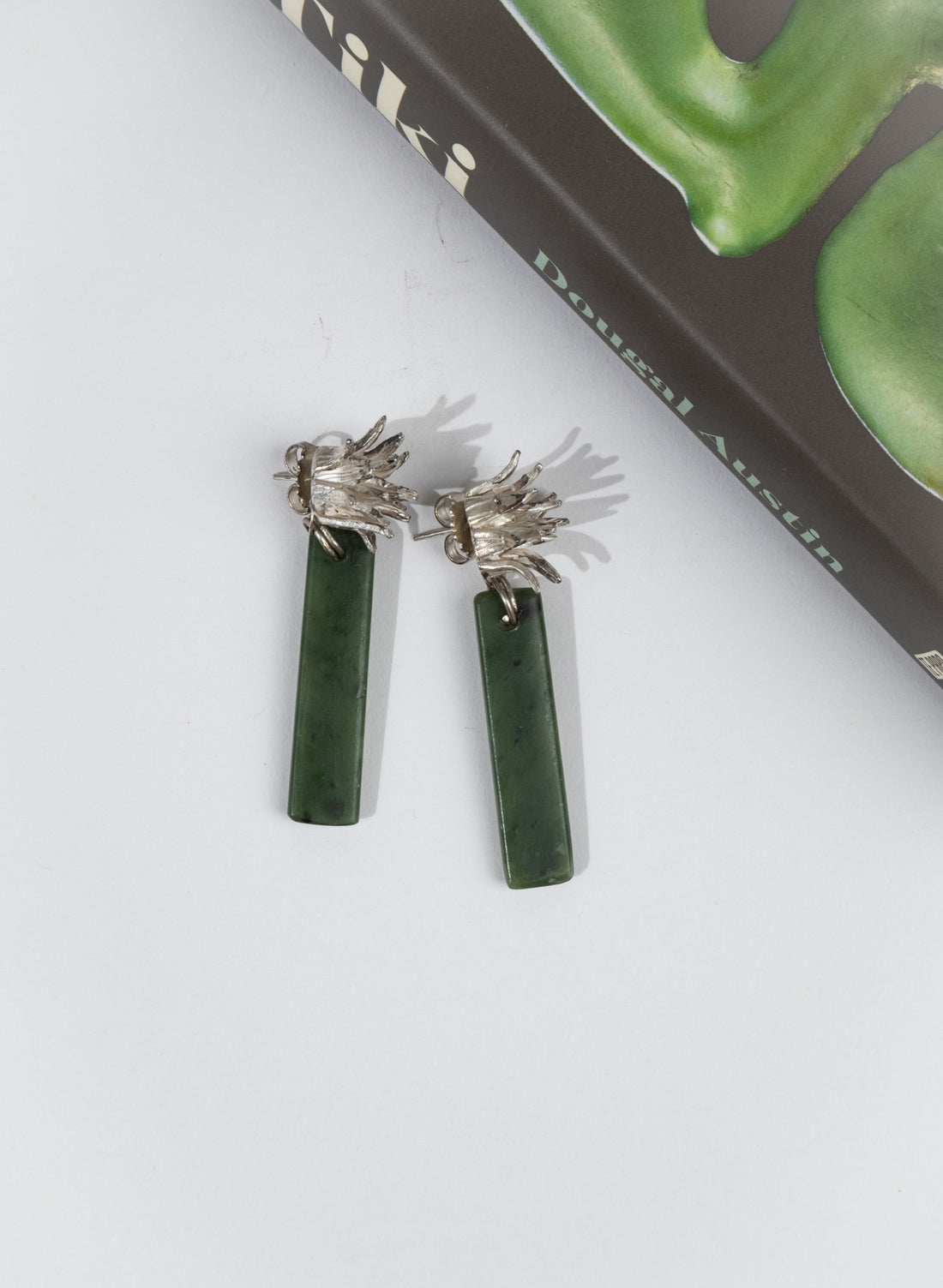 Cabbage Tree - Pounamu &amp; Pure Silver Stud Earrings