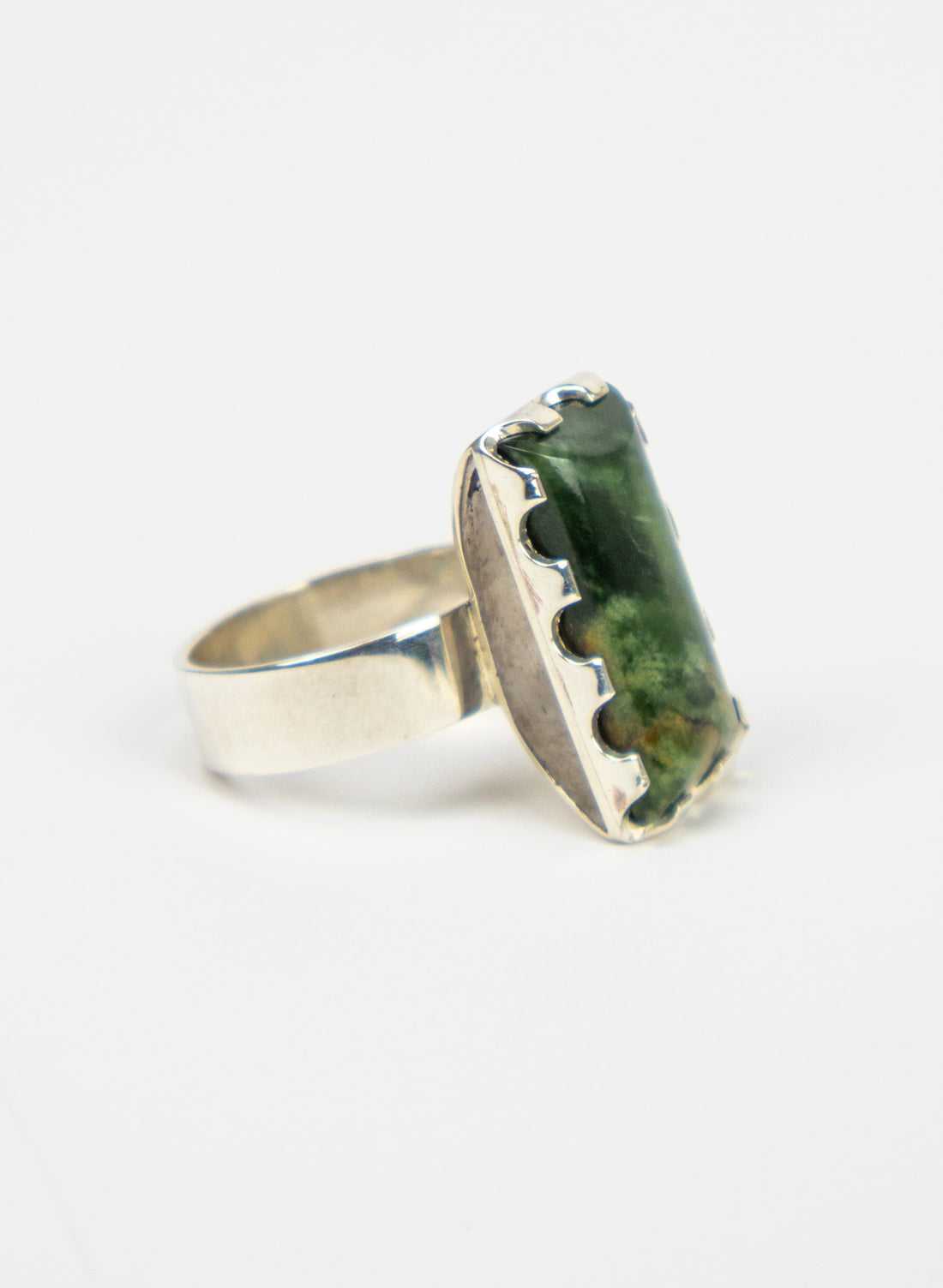 Pounamu and Silver Ring