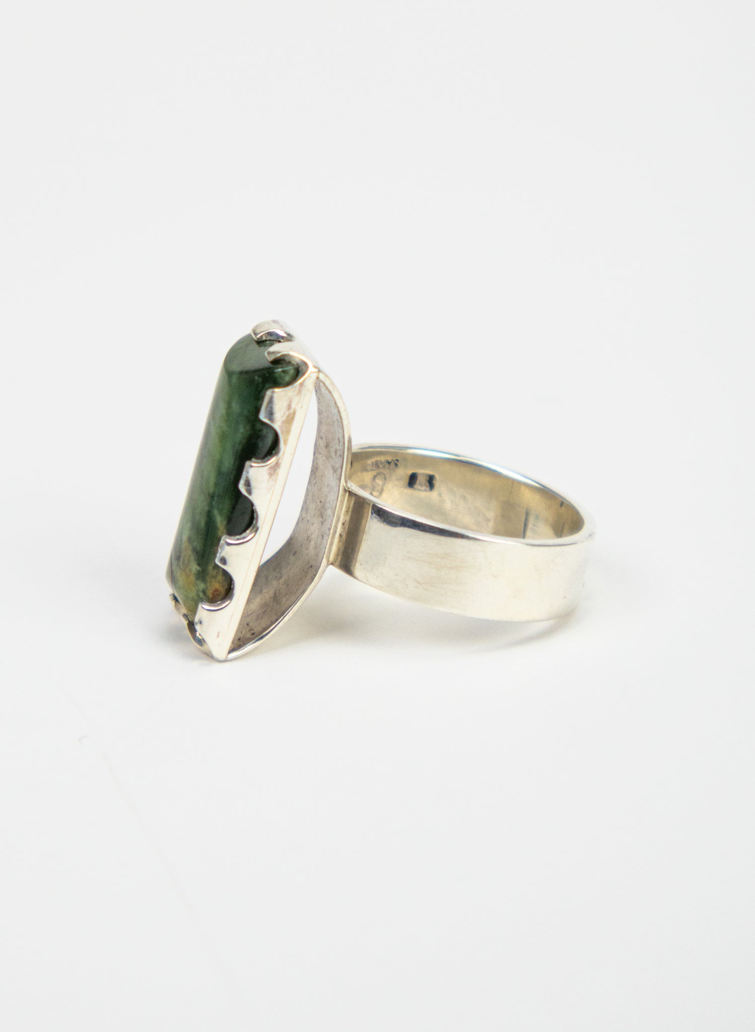 Pounamu and Silver Ring
