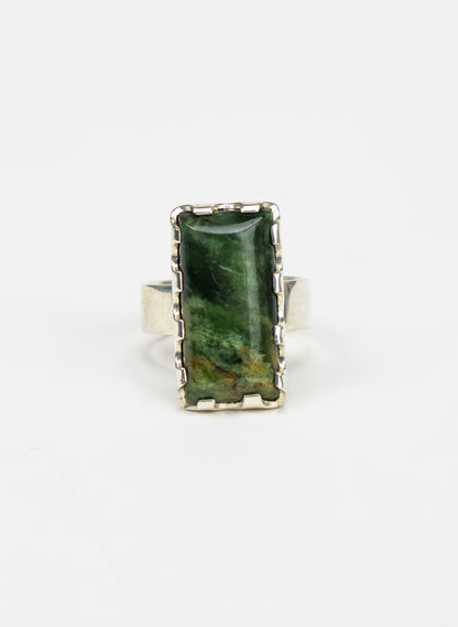 Pounamu and Silver Ring