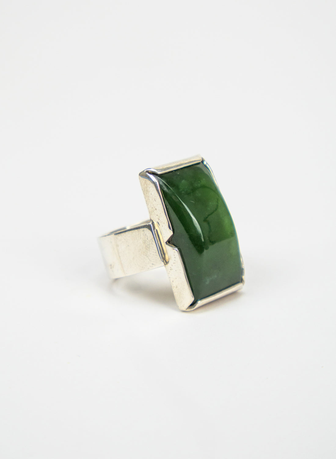 Pounamu and Silver Ring