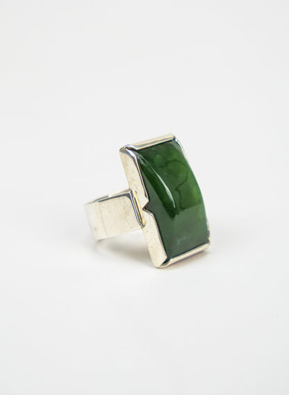 Pounamu and Silver Ring