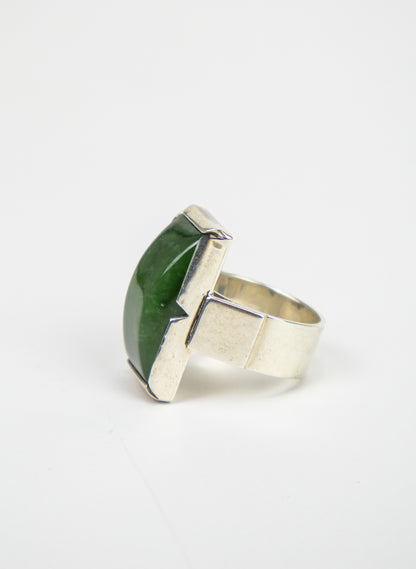 Pounamu and Silver Ring