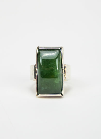 Pounamu and Silver Ring