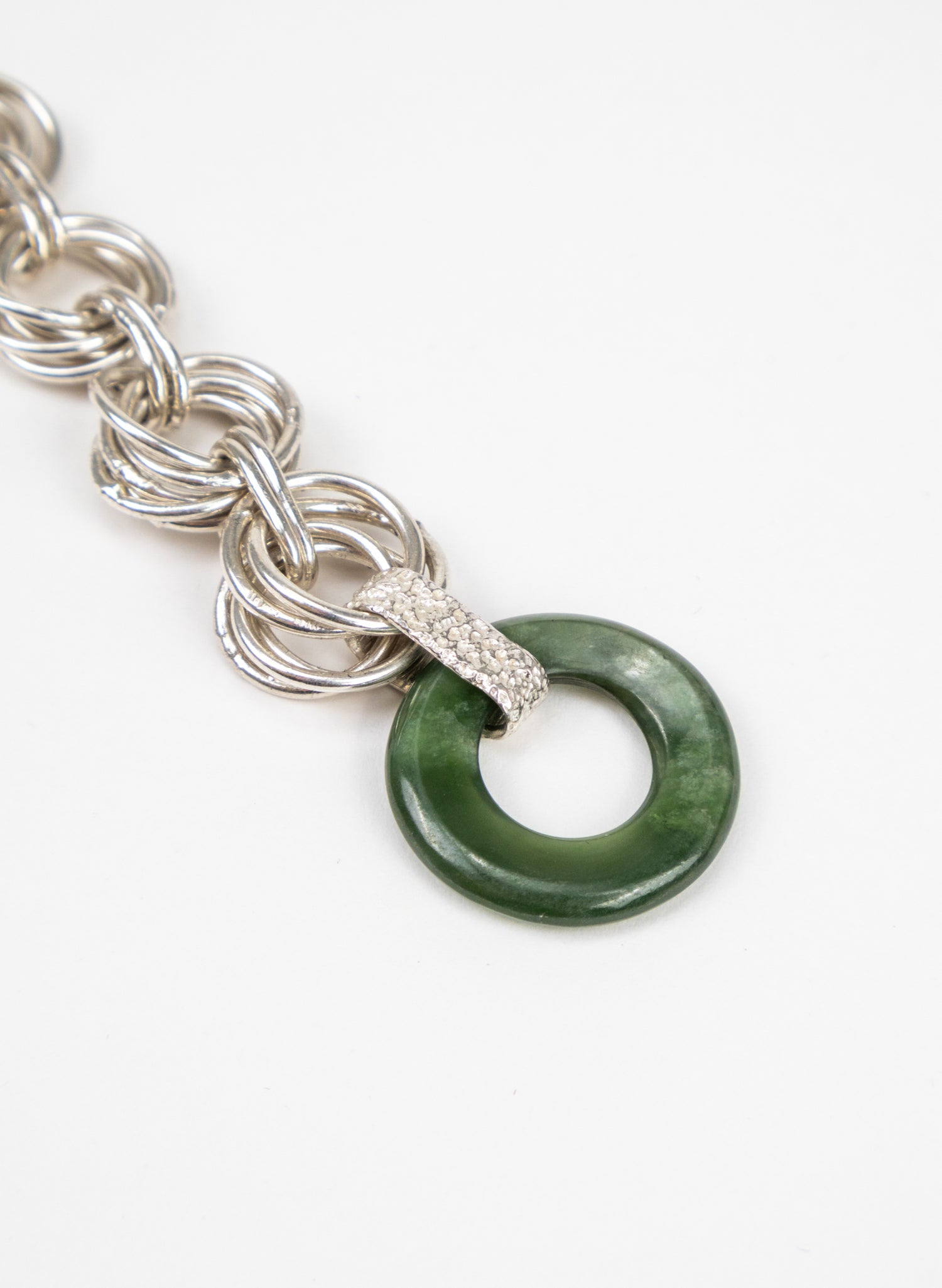 Kōmore Silver and Pounamu Chain Fob Bracelet