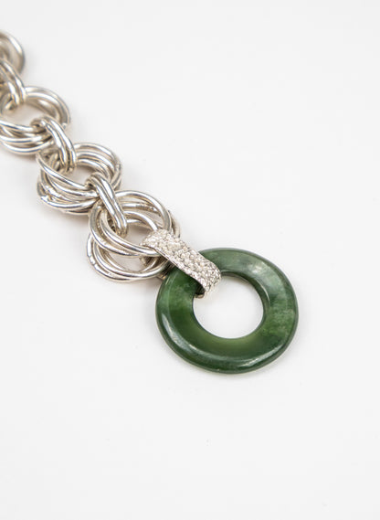 Kōmore Silver and Pounamu Chain Fob Bracelet