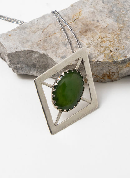 Hei Kaki Silver and Pounamu Pendant
