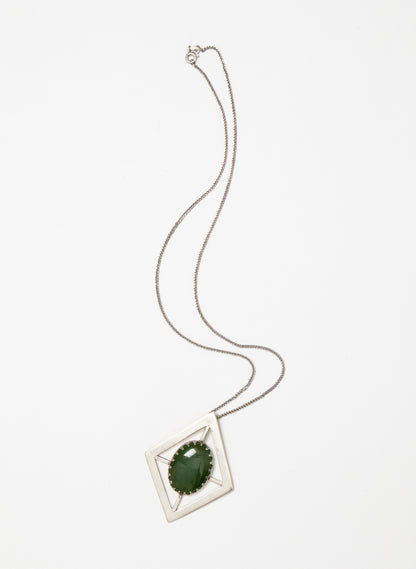 Hei Kaki Silver and Pounamu Pendant