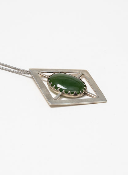 Hei Kaki Silver and Pounamu Pendant