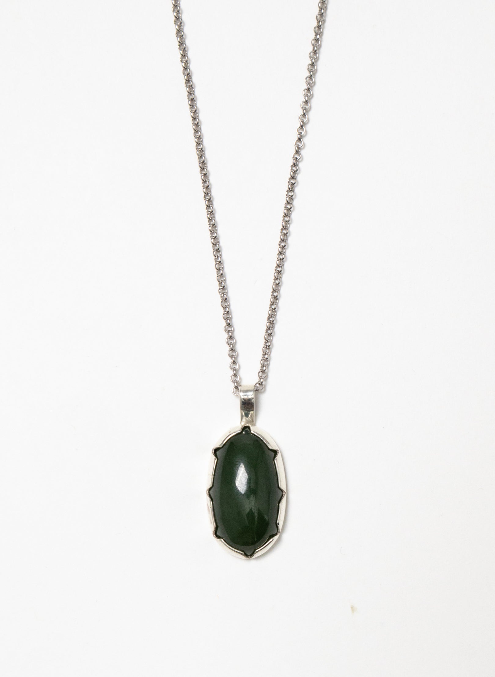Hei Kaki Silver and Pounamu Pendant