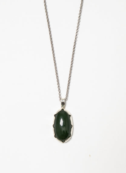 Hei Kaki Silver and Pounamu Pendant