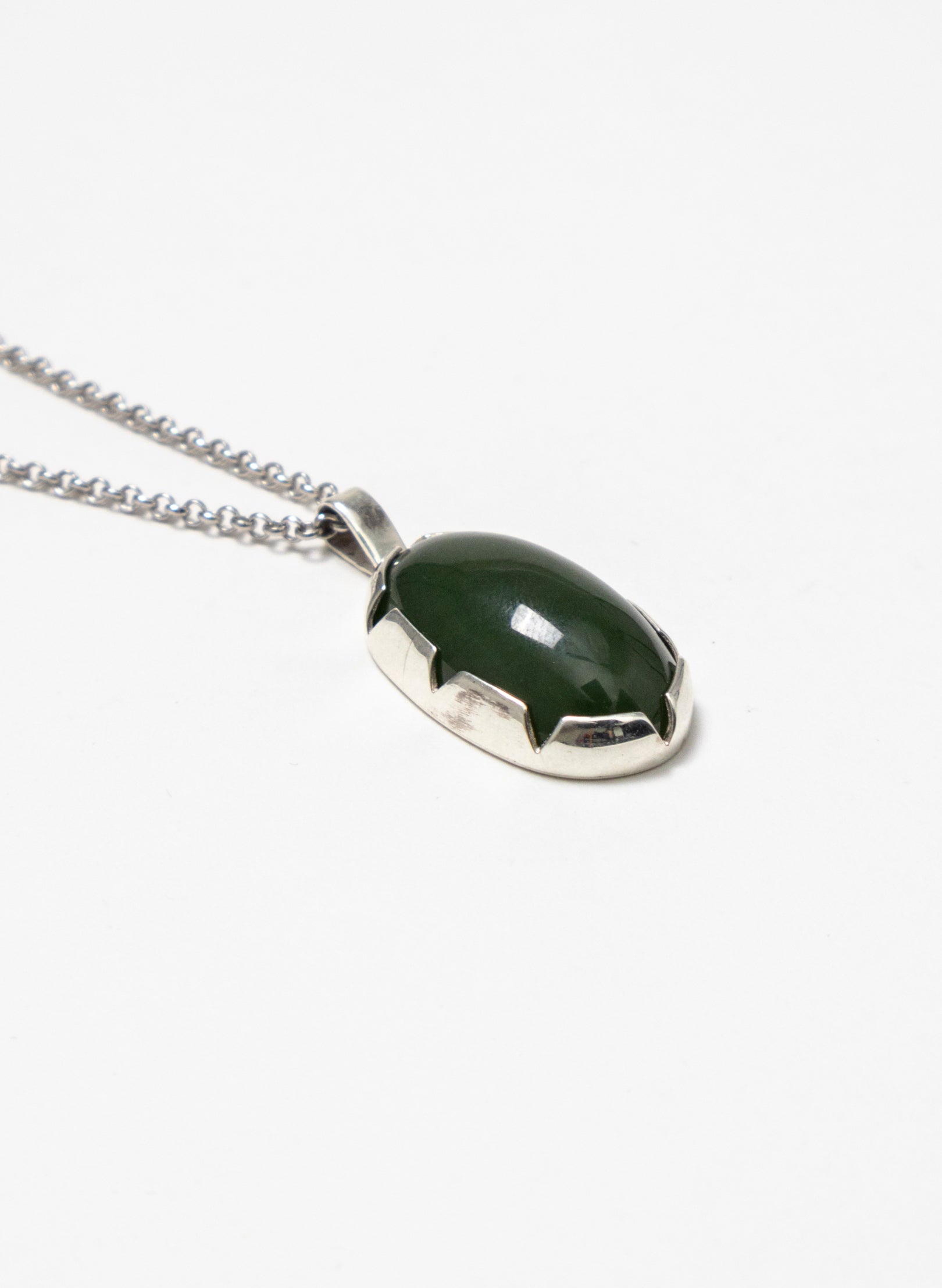 Hei Kaki Silver and Pounamu Pendant