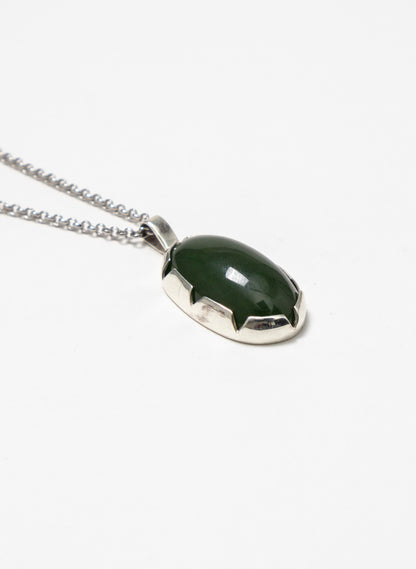 Hei Kaki Silver and Pounamu Pendant