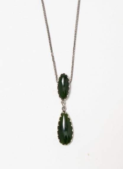 Hei Kaki Silver and Pounamu Pendant