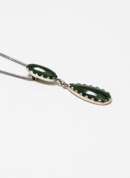 Hei Kaki Silver and Pounamu Pendant