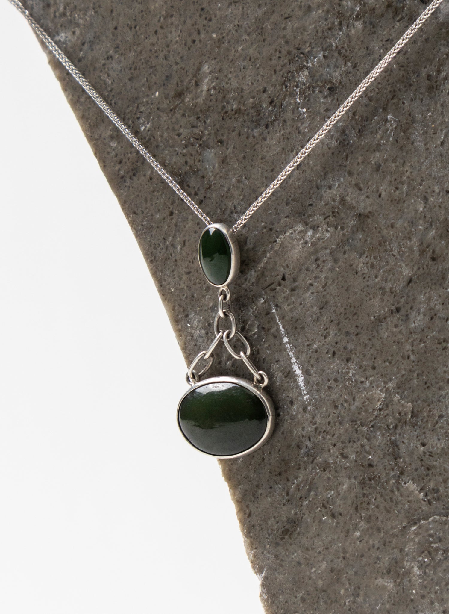Hei Kaki Silver and Pounamu Pendant