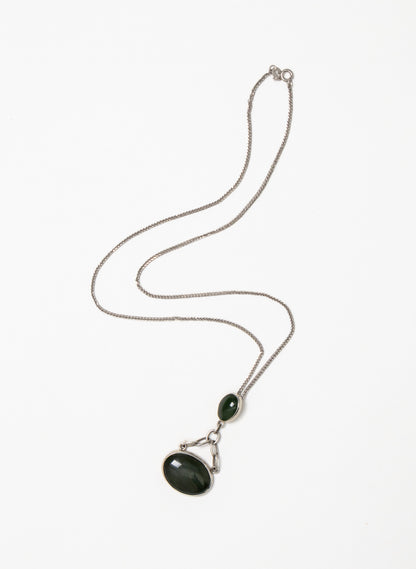 Hei Kaki Silver and Pounamu Pendant