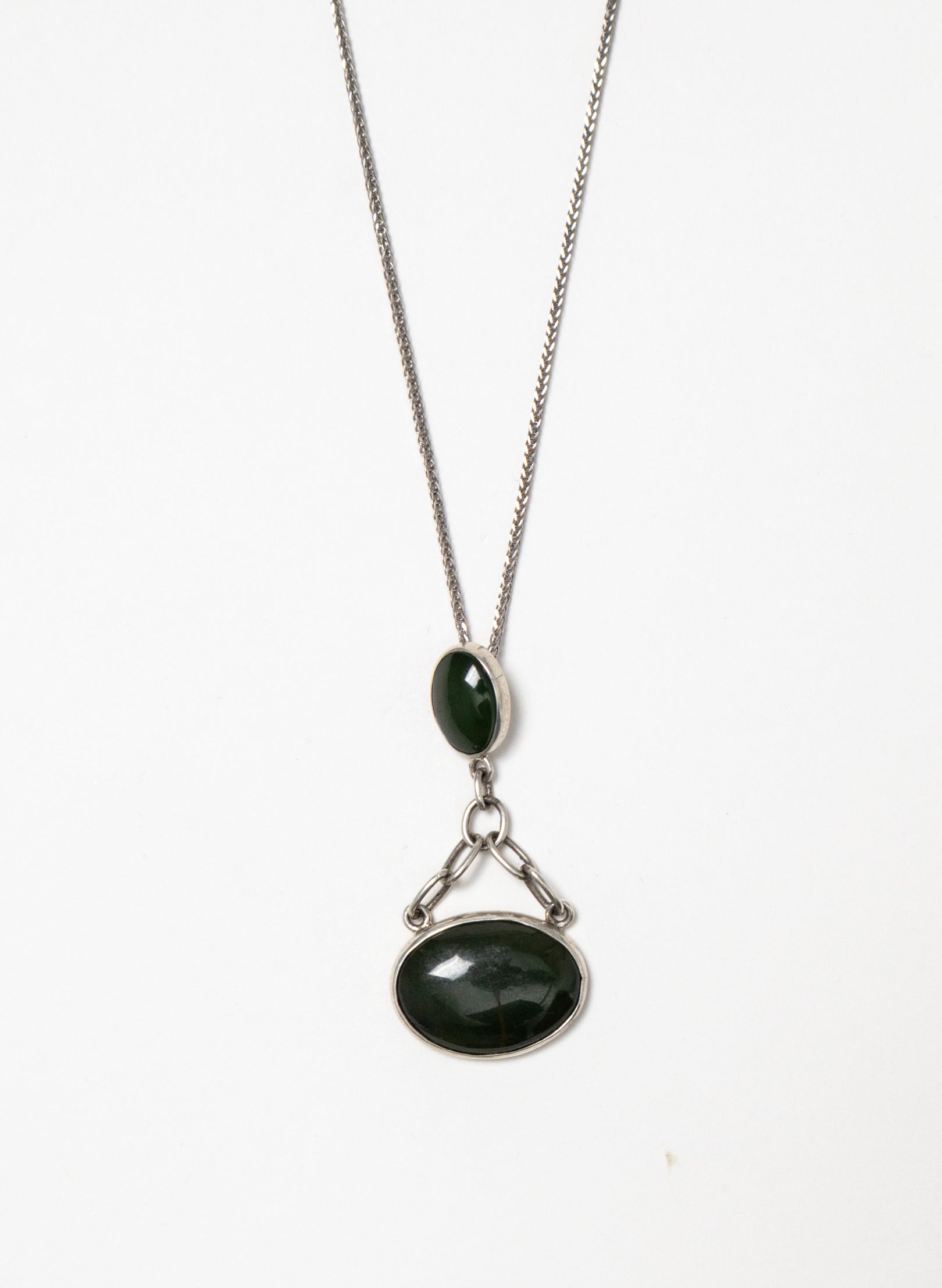 Hei Kaki Silver and Pounamu Pendant