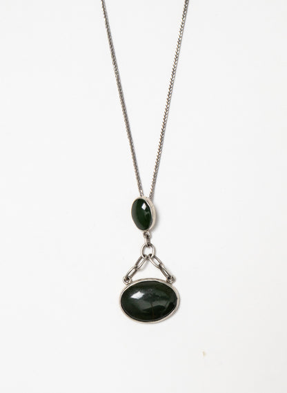 Hei Kaki Silver and Pounamu Pendant