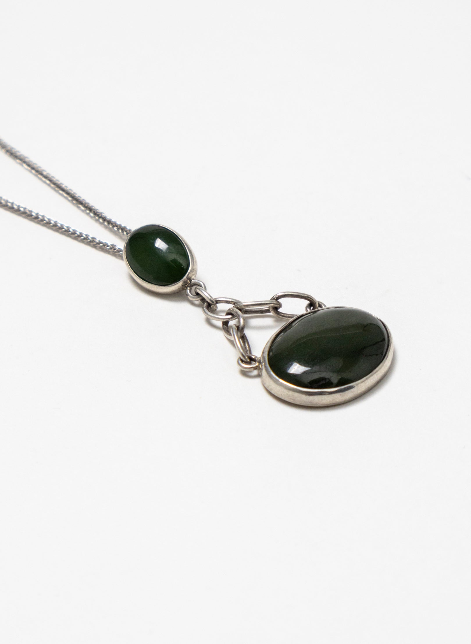 Hei Kaki Silver and Pounamu Pendant