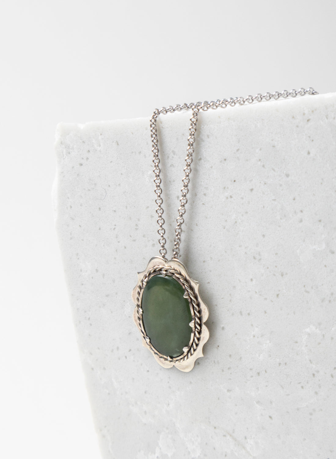 Hei Kaki Silver and Pounamu Pendant