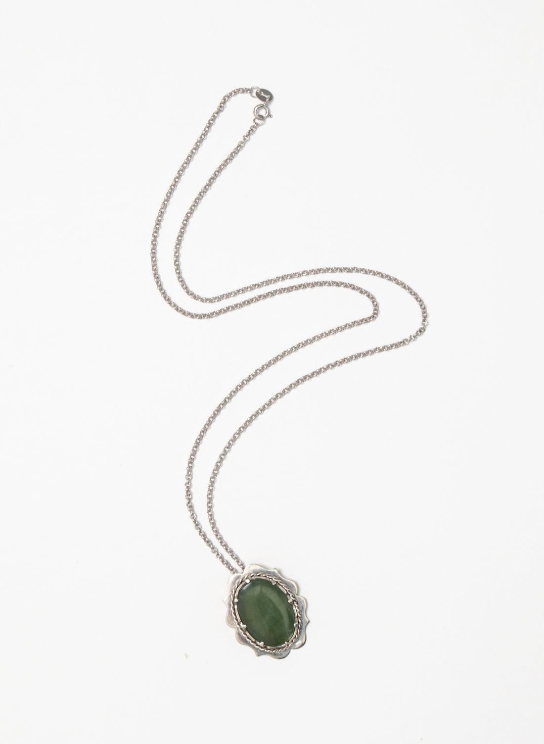 Hei Kaki Silver and Pounamu Pendant