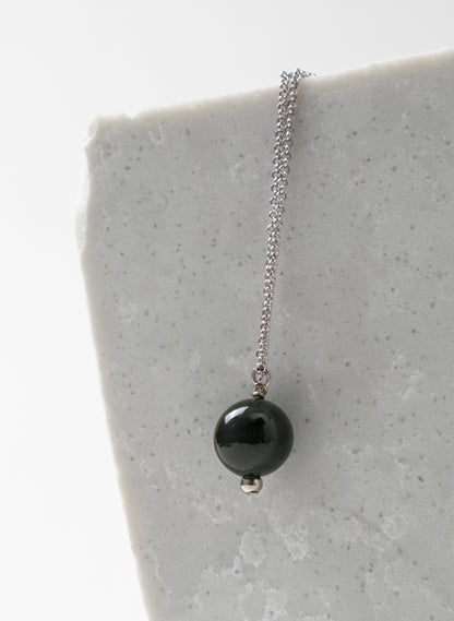 Hei Kaki Silver and Pounamu Pendant