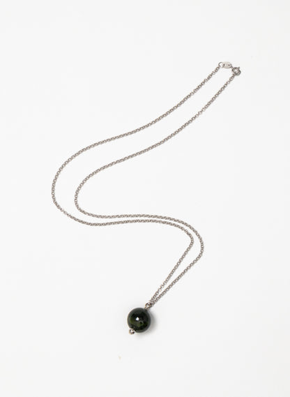 Hei Kaki Silver and Pounamu Pendant