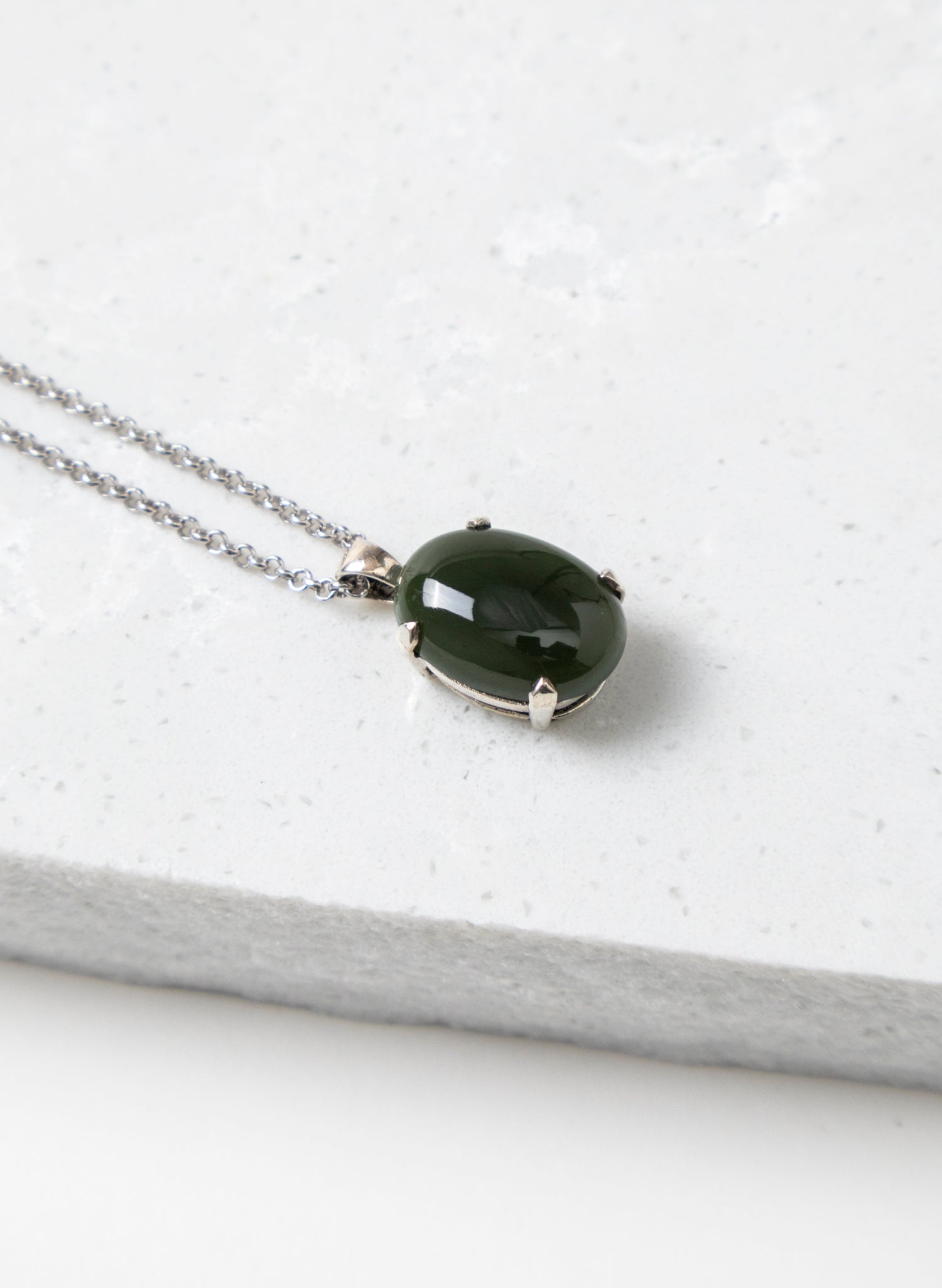 Hei Kaki Silver and Pounamu Pendant