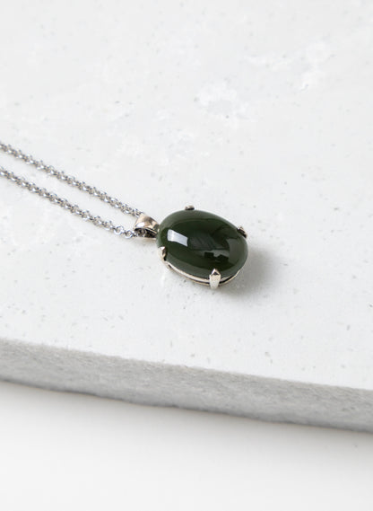 Hei Kaki Silver and Pounamu Pendant