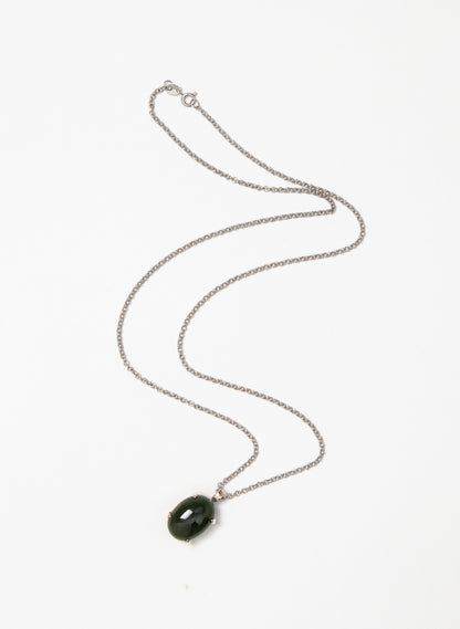 Hei Kaki Silver and Pounamu Pendant
