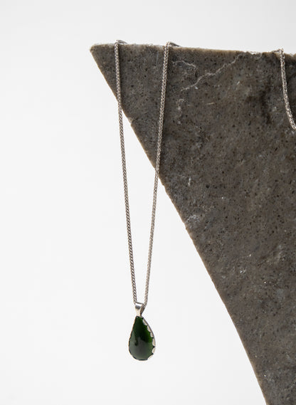 Hei Kaki Silver and Pounamu Pendant