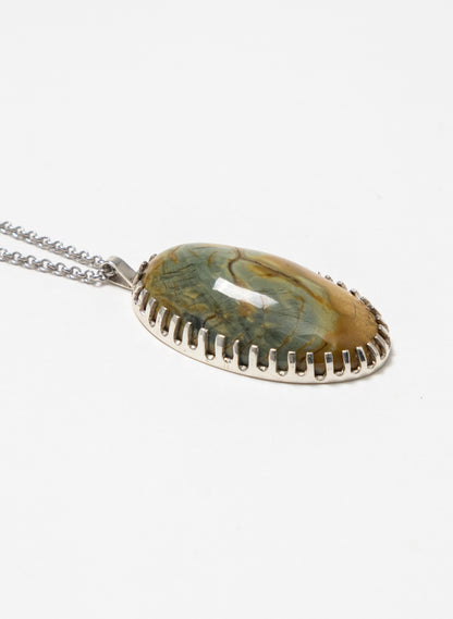 Hei Kaki Silver and Pounamu Pendant