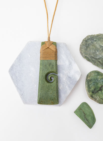 Bound Pounamu Hei Toki with Koru